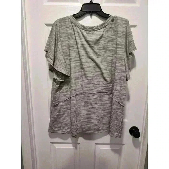Gibson & Latimer Womens Top 2X Gray Short Butterfly Sleeve Blouse Layered - Picture 2 of 9